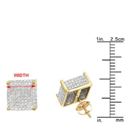 1 Carat Pave Diamond Stud Earrings 10K Yellow Gold Cube Shape 13 1 Carat Pave Diamond Stud Earrings 10K Yellow Gold Cube Shape -Its Hot Jewelry Shop pave diamond stud earrings 10k 095ct p 43212 rulerye
