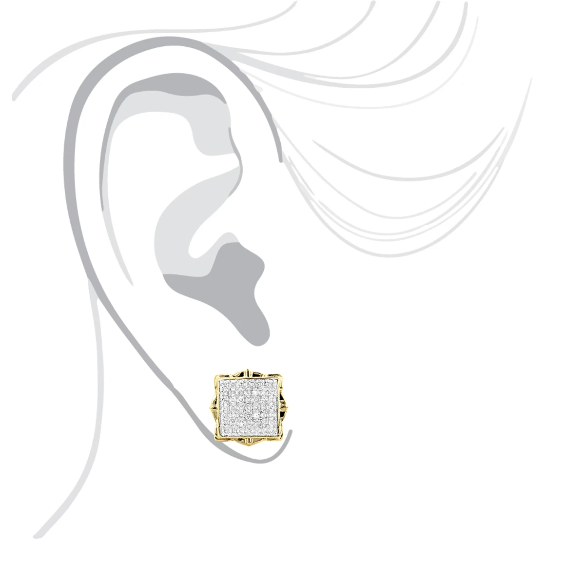 Pave Diamond Stud Earrings 1/2ct 14K Yellow Gold 5 Pave Diamond Stud Earrings 1/2ct 14K Yellow Gold - Image 3