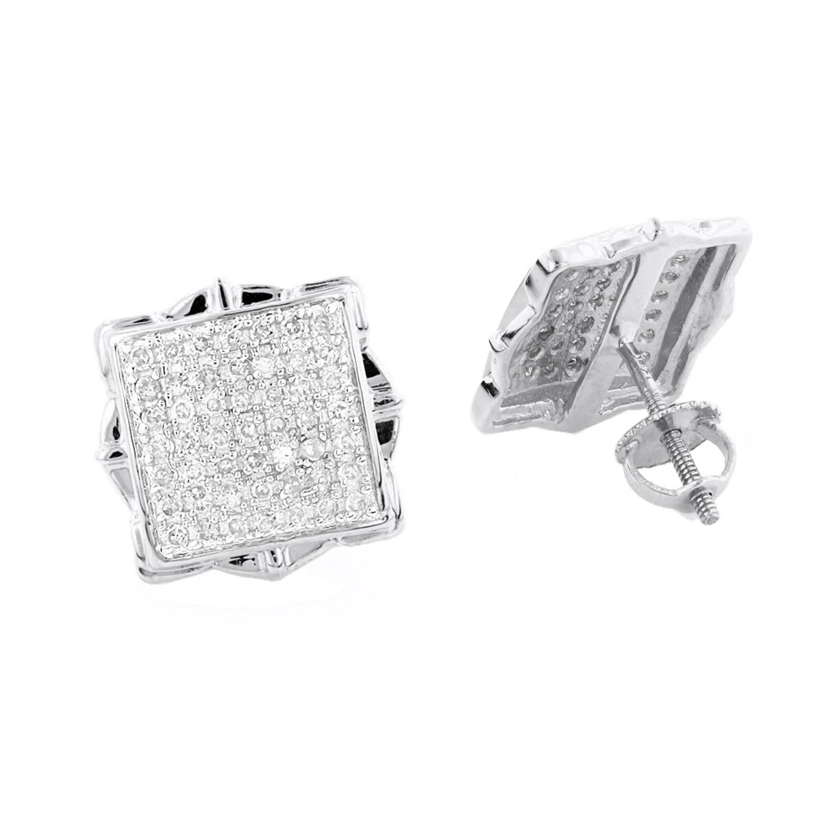 Pave Diamond Stud Earrings 1/2ct 14K Yellow Gold 6 Pave Diamond Stud Earrings 1/2ct 14K Yellow Gold - Image 4