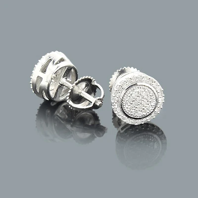 Pave Diamond Stud Earrings In Sterling Silver 0.26ct 3 Pave Diamond Stud Earrings In Sterling Silver 0.26ct