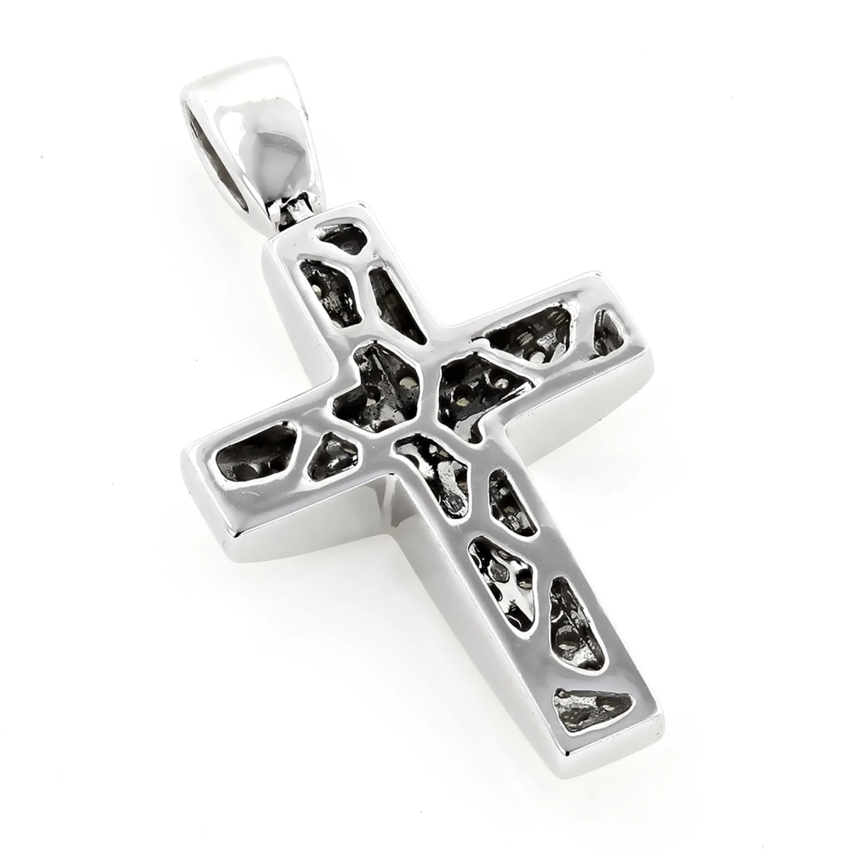 Pave 14K White Gold Diamond Cross Pendant 0.5ct Gold 6 Pave 14K White Gold Diamond Cross Pendant 0.5ct Gold - Image 4