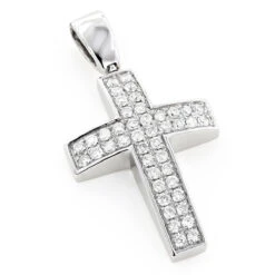 Pave 14K White Gold Diamond Cross Pendant 0.5ct Gold