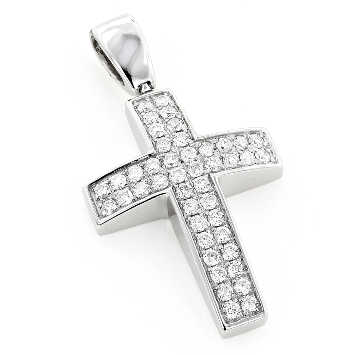 Pave 14K White Gold Diamond Cross Pendant 0.5ct Gold 3 Pave 14K White Gold Diamond Cross Pendant 0.5ct Gold