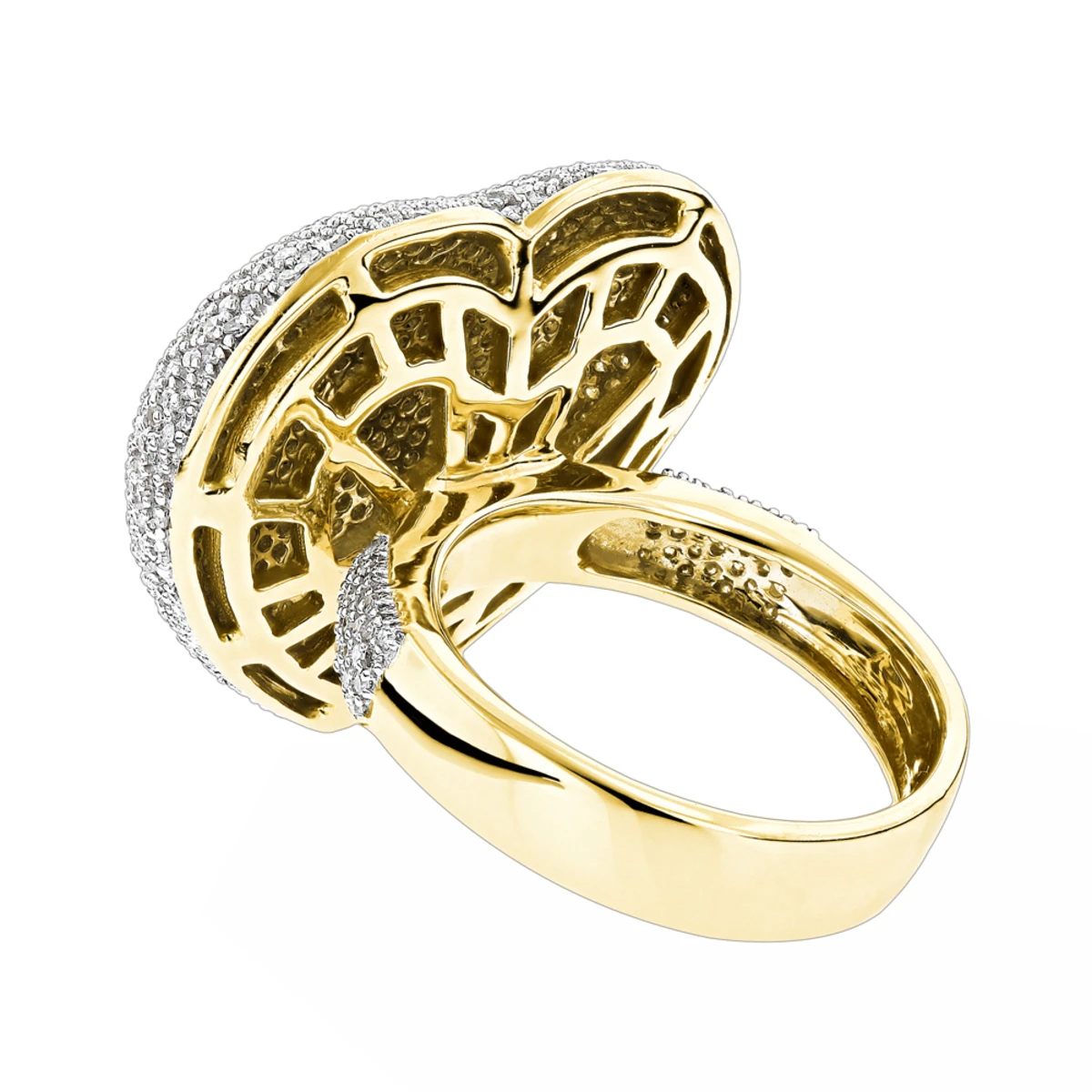 Pave Puffed Diamond Heart Ring 2.5ct 14K Yellow Gold 6 Pave Puffed Diamond Heart Ring 2.5ct 14K Yellow Gold - Image 4