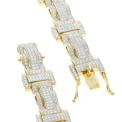 Pave Real Diamond Bracelet For Men 10K Yellow Gold 3.18ct -Its Hot Jewelry Shop pave real diamond bracelet for men 10k gold 318ct backye