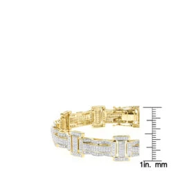 Pave Real Diamond Bracelet For Men 10K Yellow Gold 3.18ct -Its Hot Jewelry Shop pave real diamond bracelet for men 10k gold 318ct rulerye