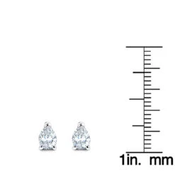 Pear Shape Diamond Stud Earrings 3/4 Carat 14K White Gold 3 Prong Setting -Its Hot Jewelry Shop pear shape diamond stud earrings 34 carat 14k gold 3 prong setting rulerwh