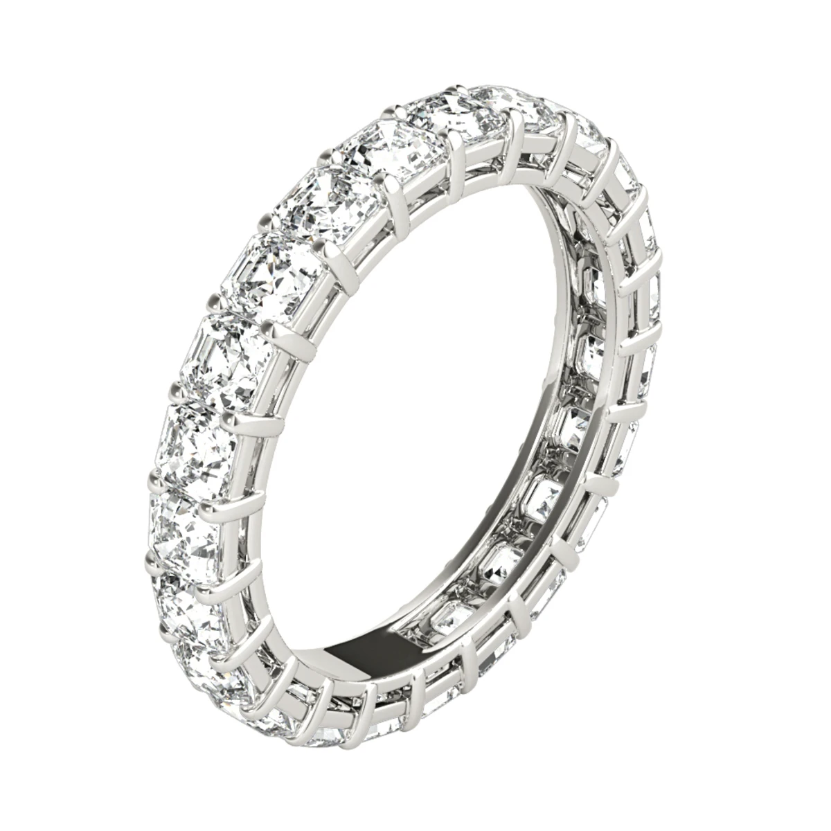 Platinum Asscher Cut Diamond Eternity Band Diamond Anniversary Ring 3ct 4 Platinum Asscher Cut Diamond Eternity Band Diamond Anniversary Ring 3ct - Image 2