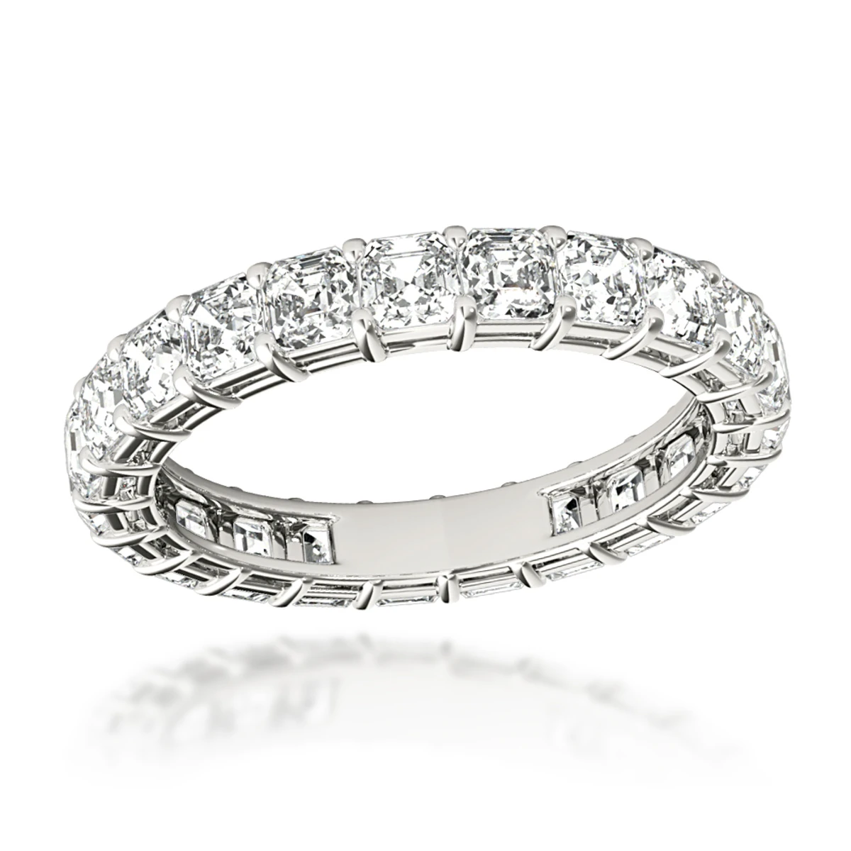 Platinum Asscher Cut Diamond Eternity Band Diamond Anniversary Ring 3ct 3 Platinum Asscher Cut Diamond Eternity Band Diamond Anniversary Ring 3ct