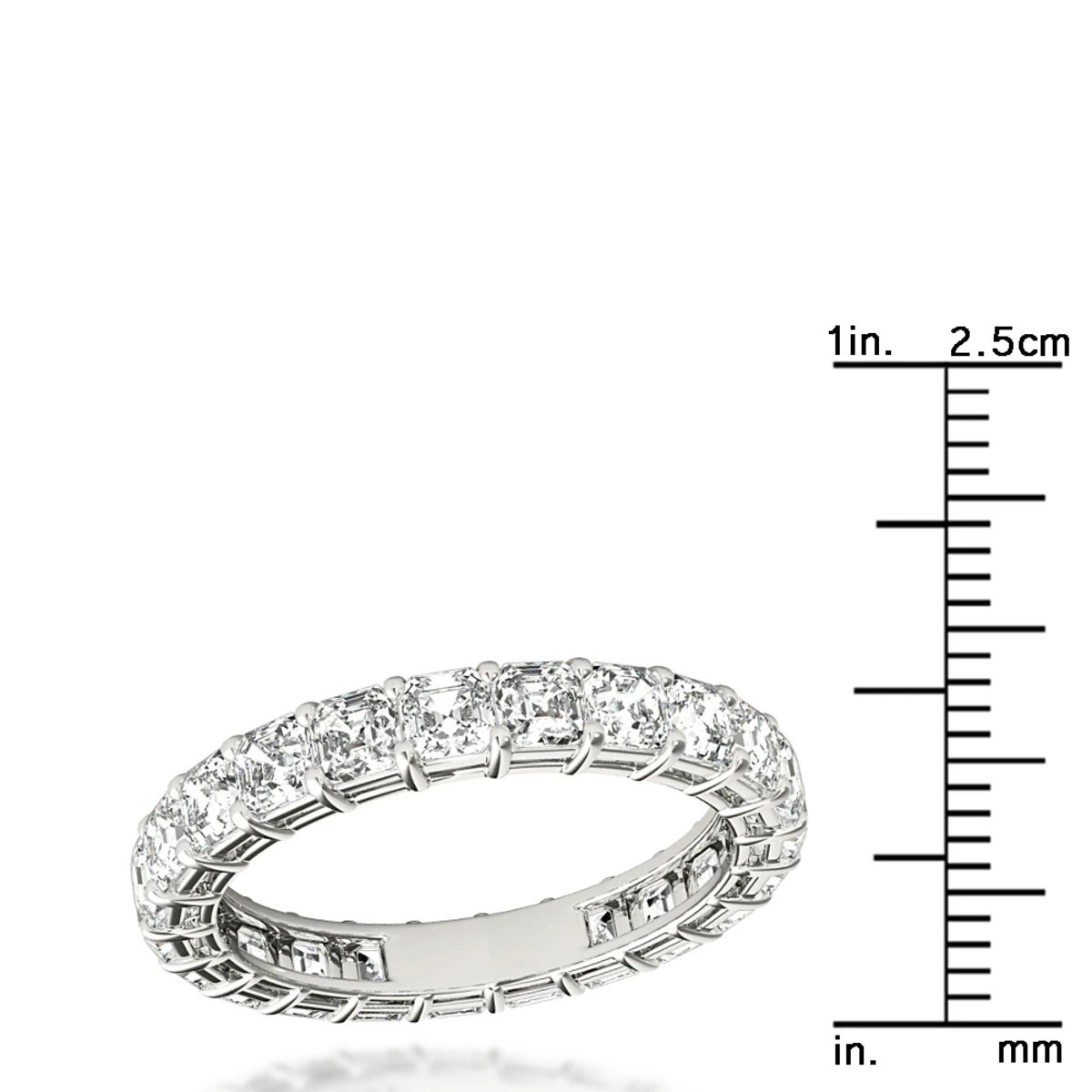 Platinum Asscher Cut Diamond Eternity Band Diamond Anniversary Ring 3ct 7 Platinum Asscher Cut Diamond Eternity Band Diamond Anniversary Ring 3ct - Image 5