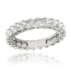 Platinum Cushion Cut Diamond Eternity Band Diamond Anniversary Ring 3ct
