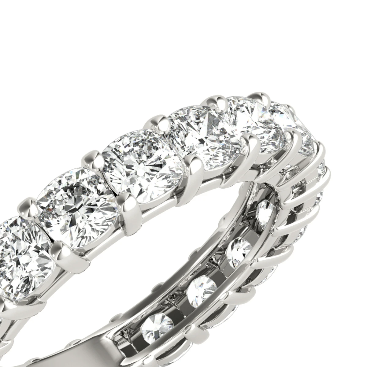 Platinum Cushion Cut Diamond Eternity Band Diamond Anniversary Ring 4ct 6 Platinum Cushion Cut Diamond Eternity Band Diamond Anniversary Ring 4ct - Image 4