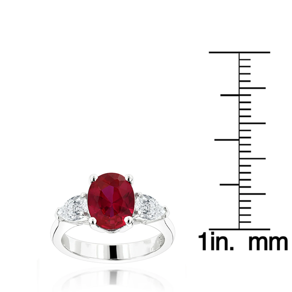 Unique 3 Stone Platinum Diamond And Ruby Engagement Ring 6 Unique 3 Stone Platinum Diamond And Ruby Engagement Ring - Image 4