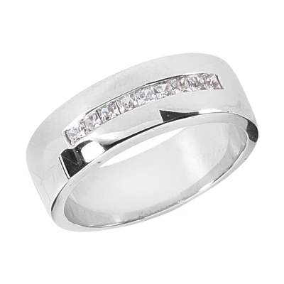 Platinum Diamond Men's Wedding Band 0.45ct 3 Platinum Diamond Men's Wedding Band 0.45ct