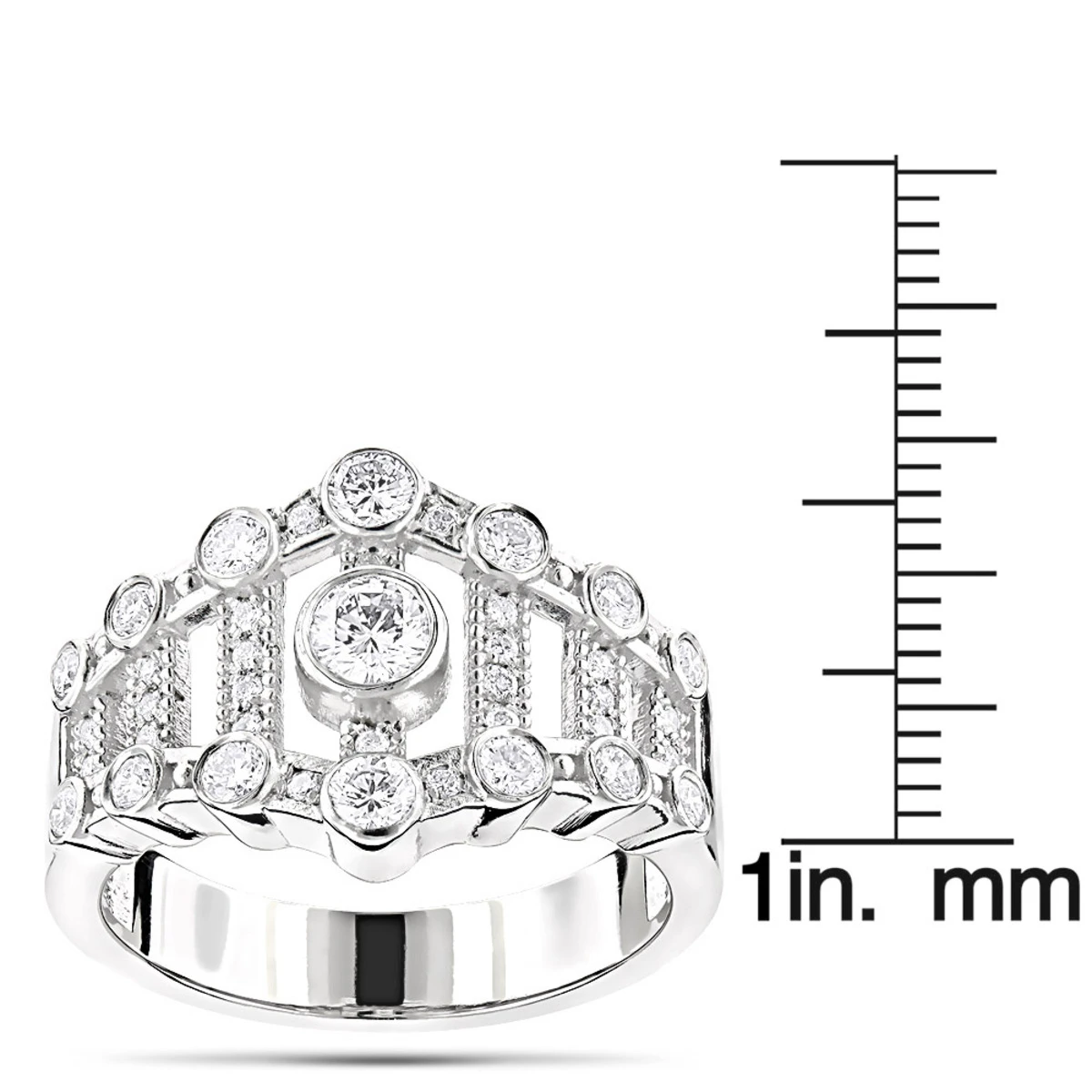 Platinum Diamond Right Hand Women's Ring 0.75ct 6 Platinum Diamond Right Hand Women's Ring 0.75ct - Image 4