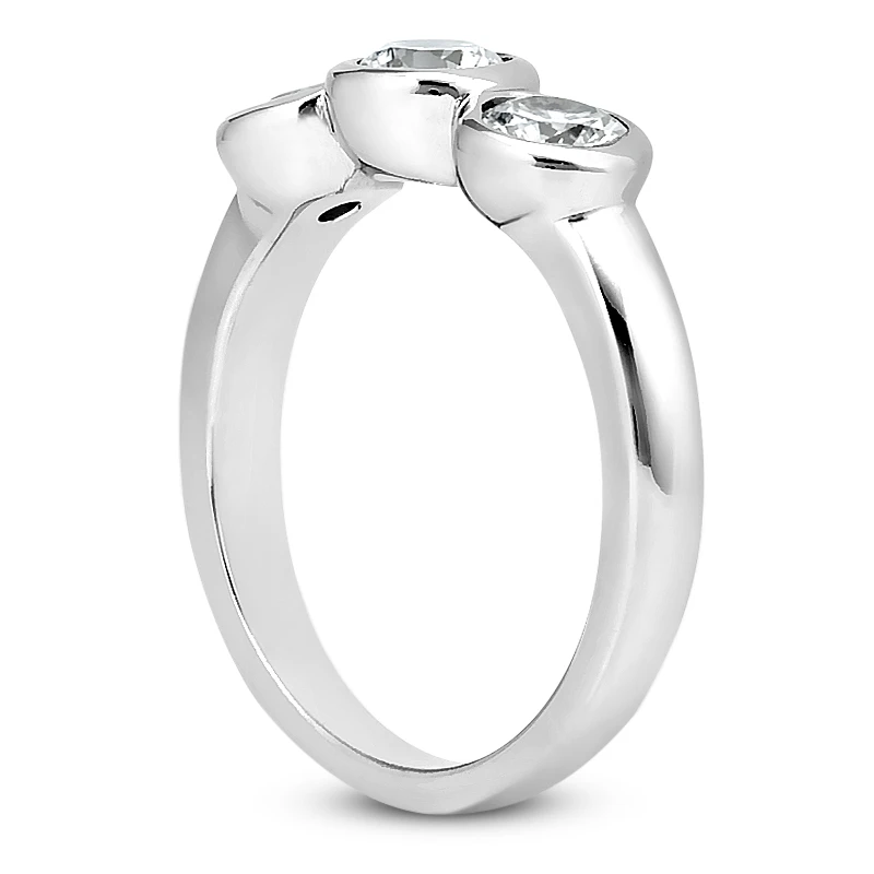 Ultra Thin Platinum Diamond Three Stones Engagement Ring 0.55ct 2mm 4 Ultra Thin Platinum Diamond Three Stones Engagement Ring 0.55ct 2mm - Image 2