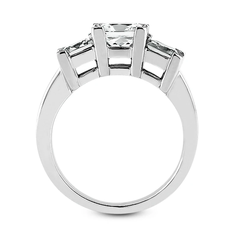 Thin Platinum Diamond Three Stones Engagement Ring 0.80ct 3.5mm 5 Thin Platinum Diamond Three Stones Engagement Ring 0.80ct 3.5mm - Image 3