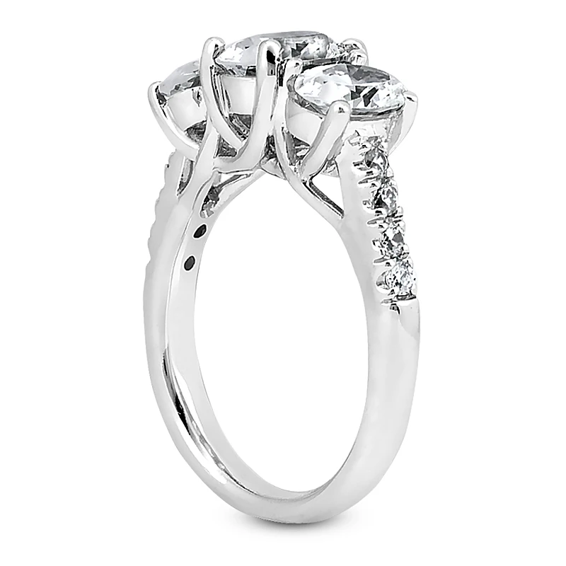 Thin Platinum Diamond Three Stones Engagement Ring 1.20ct 2.6mm 4 Thin Platinum Diamond Three Stones Engagement Ring 1.20ct 2.6mm - Image 2