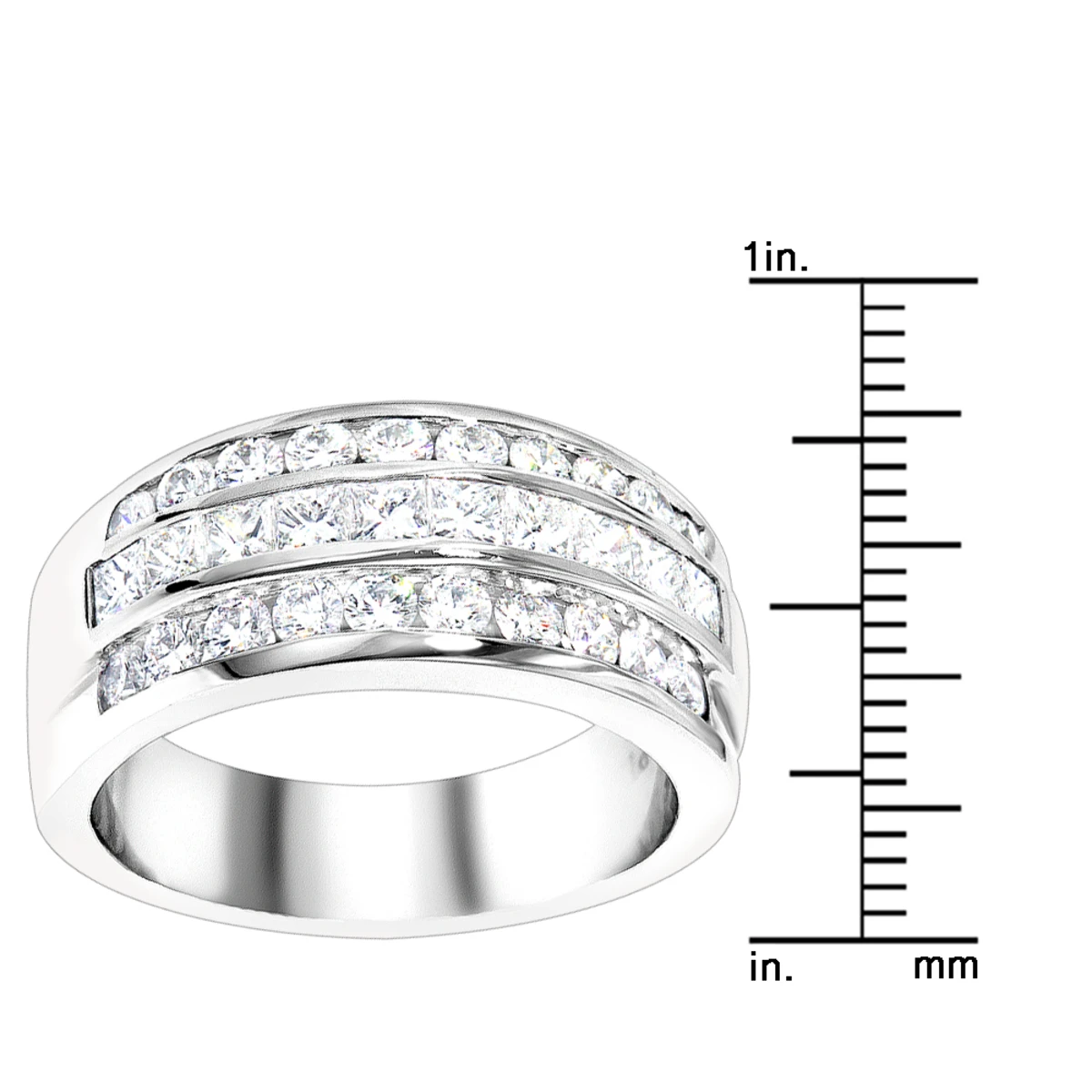 Platinum Ladies Diamond Ring 2 Carat Round & Princess Diamonds Band 6 Platinum Ladies Diamond Ring 2 Carat Round & Princess Diamonds Band - Image 4