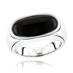 Platinum Men's Black Onyx Ring 8.9mm