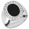 Oval Shape Platinum Men's Diamond Ring With Black Onyx 1.2ctw 16.2mm