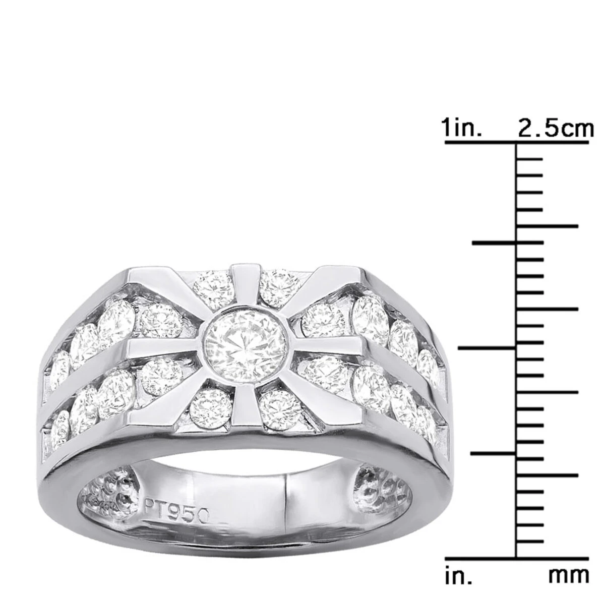 Platinum Men's Diamond Ring 1.59ct 6 Platinum Men's Diamond Ring 1.59ct - Image 4