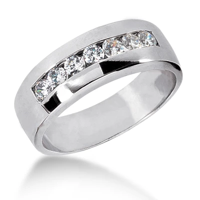 Platinum Men's Diamond Wedding Band 0.63ct 7.4mm 3 Platinum Men's Diamond Wedding Band 0.63ct 7.4mm