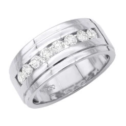 Platinum Men's Diamond Wedding Band 10mm Wide 1.5 Carats VS Diamonds Ring