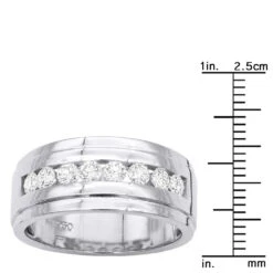 Platinum Men's Diamond Wedding Band 10mm Wide 1.5 Carats VS Diamonds Ring -Its Hot Jewelry Shop platinum mens diamond wedding band 10mm wide 15 carats vs diamonds 018154 ruler