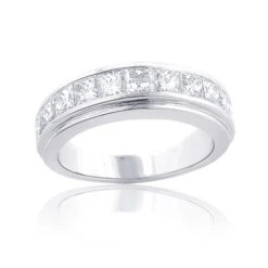 Platinum Men's Diamond Wedding Band 3.6ct Princess Cut Diamonds