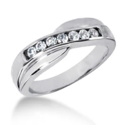 Designer Platinum Men's Diamond Wedding Ring With 7 Diamonds 0.35ct