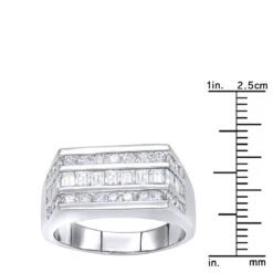 Platinum Men's Round & Baguette Diamonds Ring 1.60ct -Its Hot Jewelry Shop platinum mens round baguette diamonds ring 160ct p 31642 rulerwh