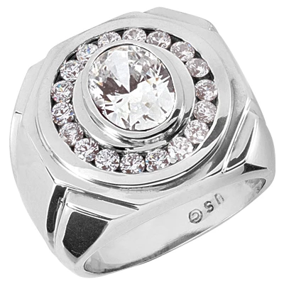 Platinum Men's Round & Oval Diamonds Ring 2.72ct 3 Platinum Men's Round & Oval Diamonds Ring 2.72ct