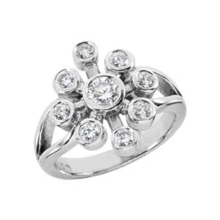 Platinum Right Hand Diamond Ladies Ring 0.69ct