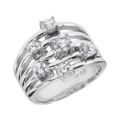 Platinum Right Hand Diamond Ladies Ring 0.95ct