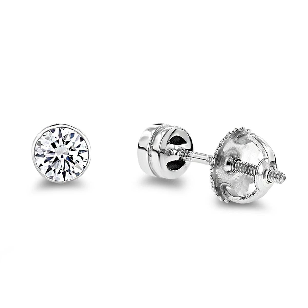 Platinum Round Diamond Bezel Earrings Studs 0.33ct 3 Platinum Round Diamond Bezel Earrings Studs 0.33ct