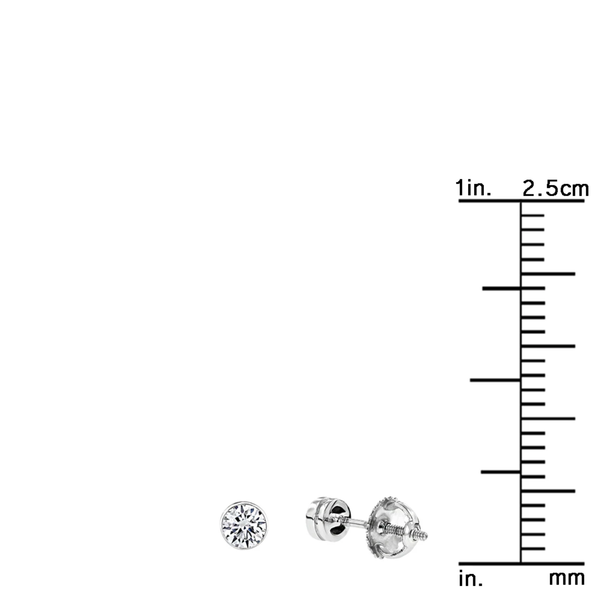 Platinum Round Diamond Bezel Earrings Studs 0.33ct 6 Platinum Round Diamond Bezel Earrings Studs 0.33ct - Image 4