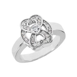 Wide 13.2mm Platinum Round Diamond Ladies Ring 0.34ct