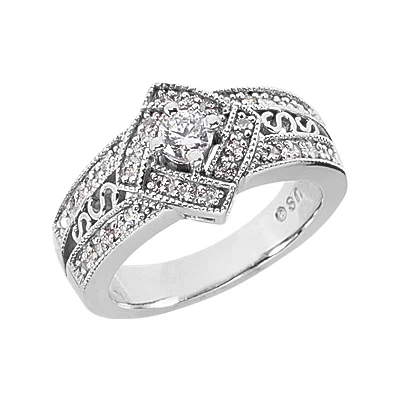 Platinum Round Diamond Ladies Ring 0.49ct 3 Platinum Round Diamond Ladies Ring 0.49ct