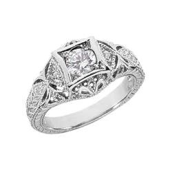 Platinum Round Diamond Ladies Ring 0.57ct 10.3mm
