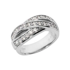 Platinum Round Diamond Ladies Ring 0.60ct 8.5mm