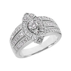 Platinum Round Diamond Ladies Ring 0.82ct 14.7mm