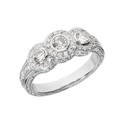 Platinum Round Diamond Ladies Ring 0.84ct 4.2mm