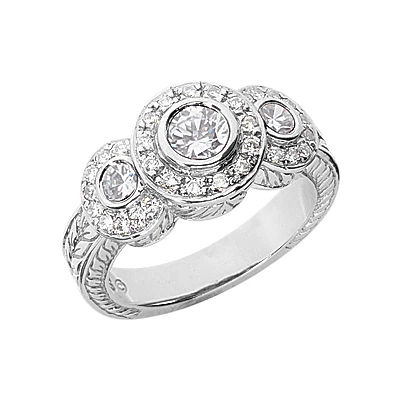Thin Platinum Round Diamond Ladies Ring 0.86ct 3 Thin Platinum Round Diamond Ladies Ring 0.86ct