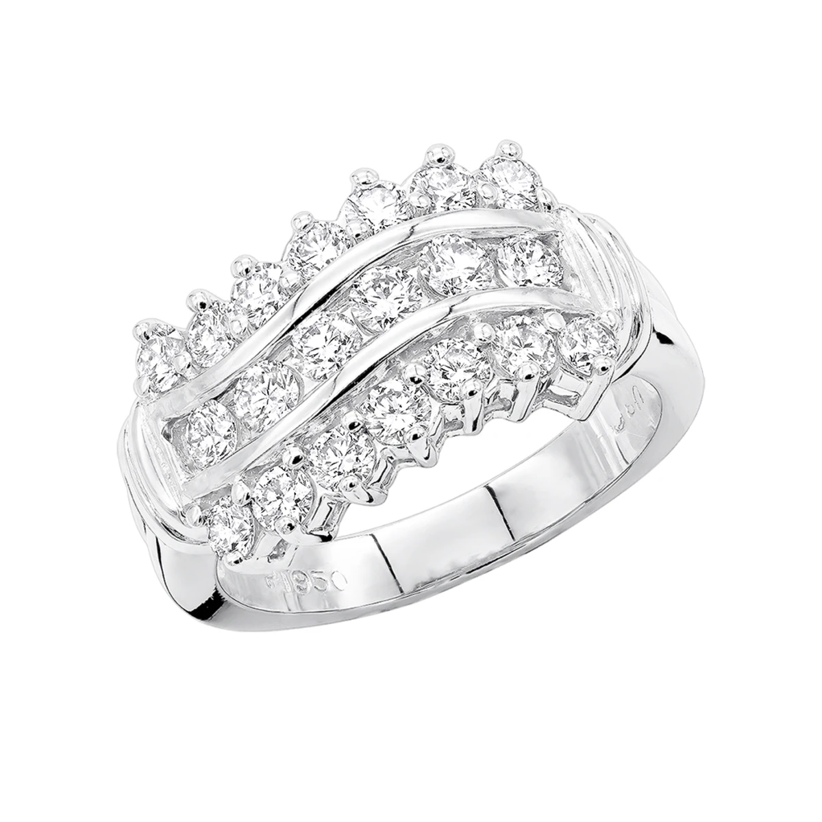 Platinum Round Diamond Ladies Ring 1.58ct 3 Platinum Round Diamond Ladies Ring 1.58ct