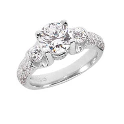 Thin Platinum Round Diamond Ladies Ring 2.43ct