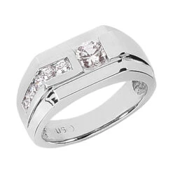 Platinum Round Diamond Men's Wedding Ring 0.45ct 8.1mm