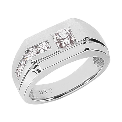 Platinum Round Diamond Men's Wedding Ring 0.45ct 8.1mm 3 Platinum Round Diamond Men's Wedding Ring 0.45ct 8.1mm