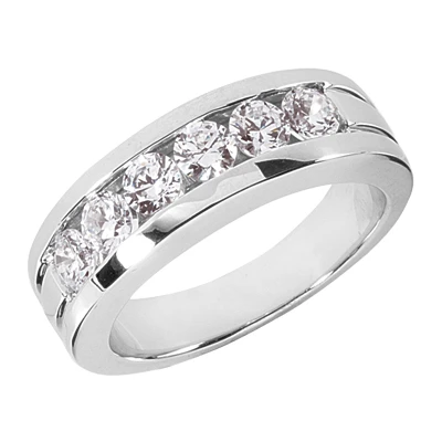 Platinum Round Diamond Men's Wedding Ring 1.50ct 7.4mm 3 Platinum Round Diamond Men's Wedding Ring 1.50ct 7.4mm