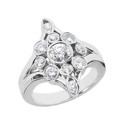 Platinum Round Diamond Right Hand Ladies Ring 1.11ct